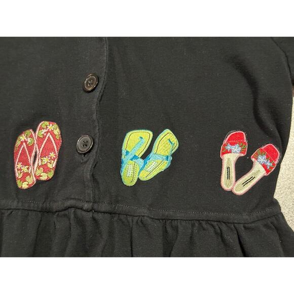 Bobbie Brooks Vintage Sz S Short Sleeve Embroidered Sandals Midi Dress Flip Flop - Picture 10 of 14